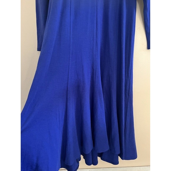 Vintage Krizia Poi Made in Italy Sweater Maxi Dress Women 6‎ Blue Wool Hi Lo Hem - Picture 9 of 9